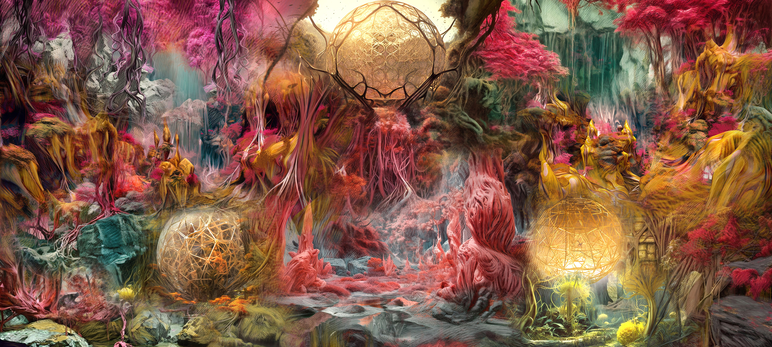 Abstracted user interface forecasting a 16% off target for 2027 emissions goal alongside an image of a mossy tree on top of a light blue gradient background