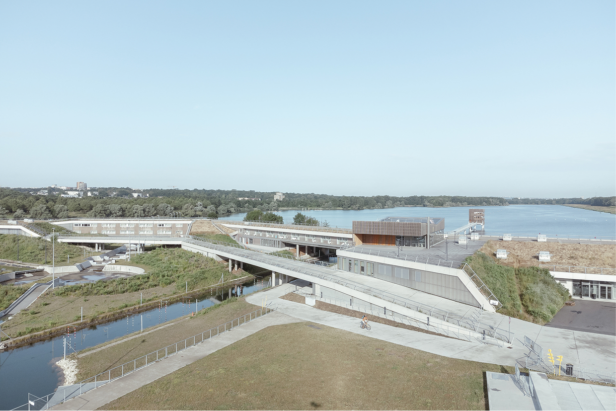 Abstracted user interface forecasting a 16% off target for 2027 emissions goal alongside an image of a mossy tree on top of a light blue gradient background